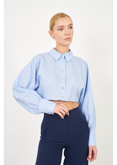 Yarasa Kol Kısa Poplin Gömlek 