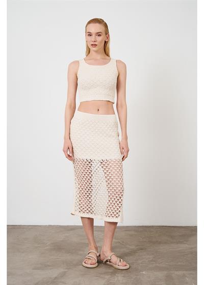 Yarım Astarlı Ajurlu Etek