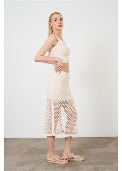 Yarım Astarlı Ajurlu Etek