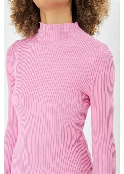 Yarım Balıkçı Uzun Triko Bodycon Elbise 