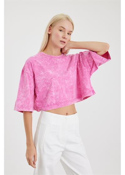 Yıkamalı Crop T-Shirt