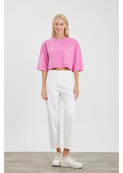 Yıkamalı Crop T-Shirt