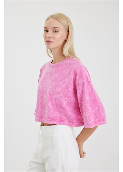 Yıkamalı Crop T-Shirt