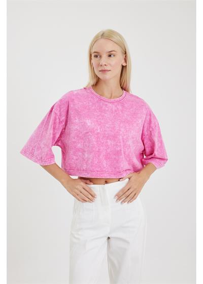 Yıkamalı Crop T-Shirt