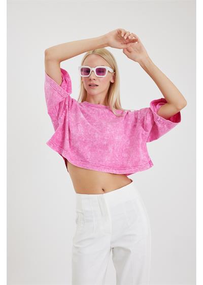 Yıkamalı Crop T-Shirt