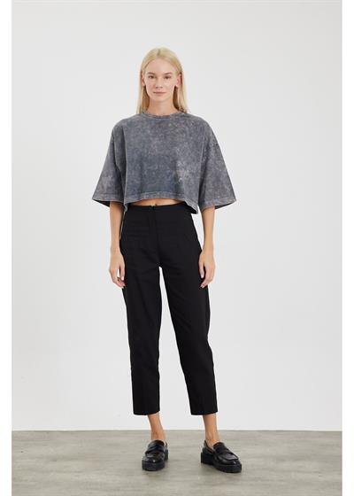 Yıkamalı Crop T-Shirt