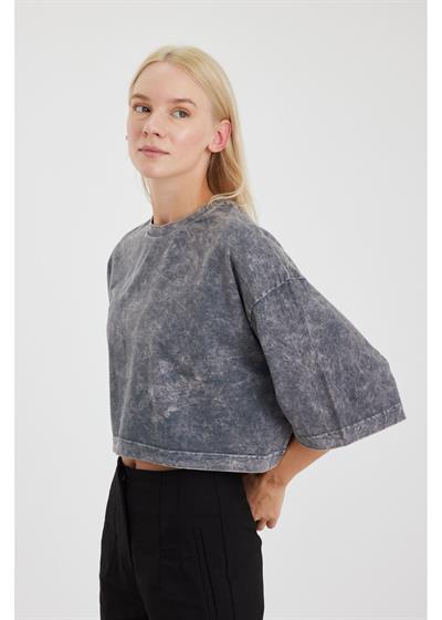 Yıkamalı Crop T-Shirt