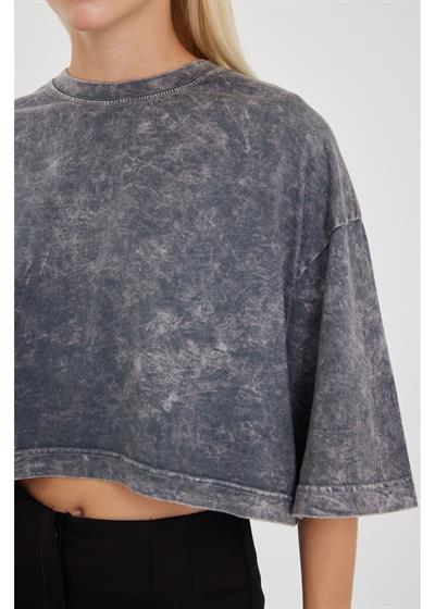 Yıkamalı Crop T-Shirt