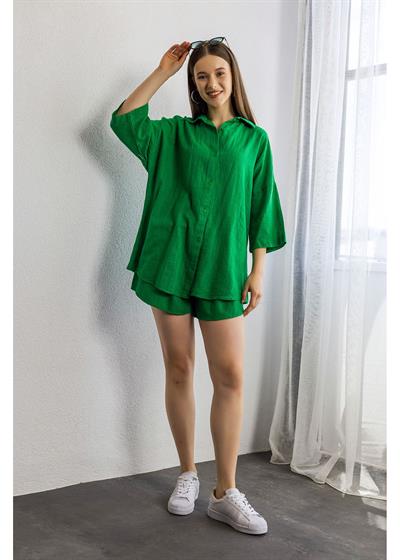 Yıkamalı Keten Görünümlü Gömlek 