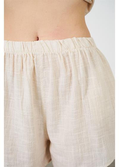 Yıkamalı Keten Görünümlü Şort