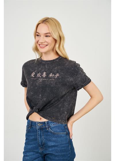 Yıkamalı Kısa Basic T-Shirt