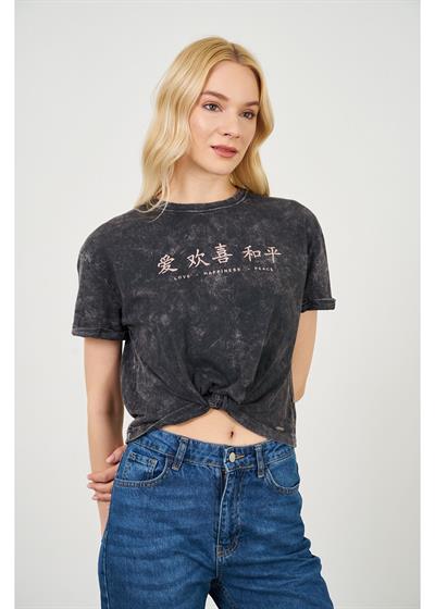Yıkamalı Kısa Basic T-Shirt