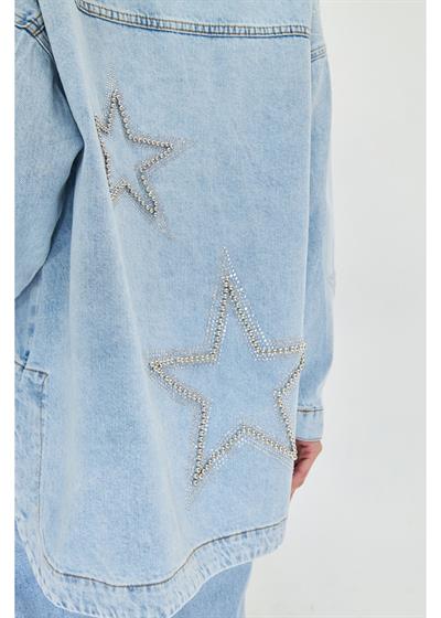 Yıldız İşlemeli Jean Ceket 