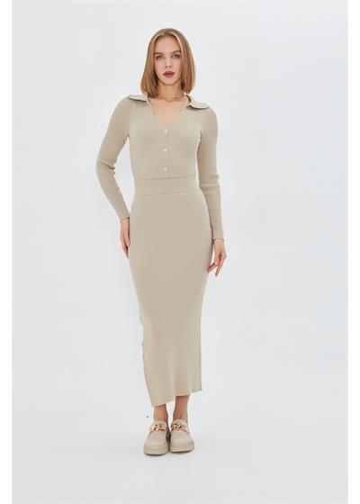 Yırtmaç Detaylı Triko Etek 