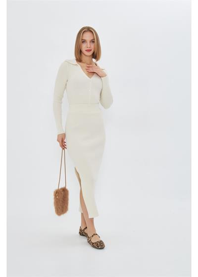 Yırtmaç Detaylı Triko Etek 