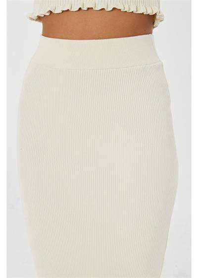 Yırtmaçlı Uzun Örgü Etek 