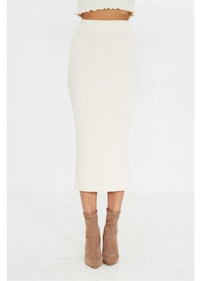 Yırtmaçlı Uzun Örgü Etek 