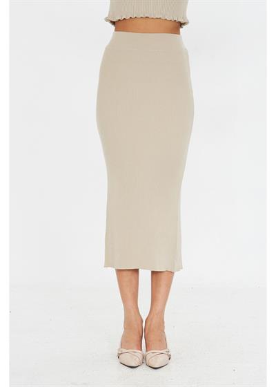 Yırtmaçlı Uzun Örgü Etek 