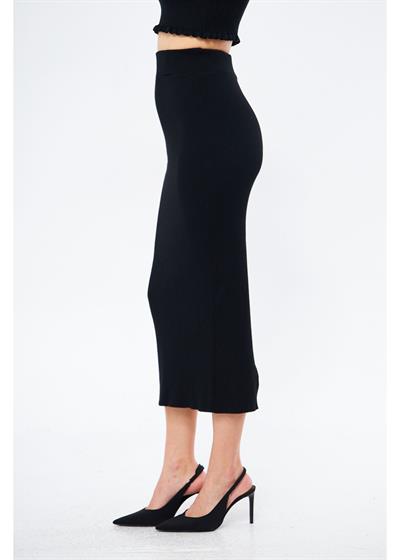 Yırtmaçlı Uzun Örgü Etek 