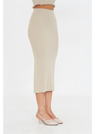 Yırtmaçlı Uzun Örgü Etek 