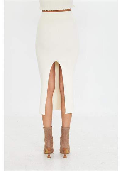 Yırtmaçlı Uzun Örgü Etek 