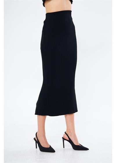 Yırtmaçlı Uzun Örgü Etek 