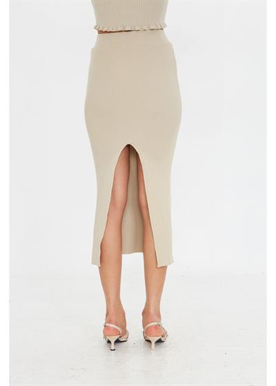 Yırtmaçlı Uzun Örgü Etek 