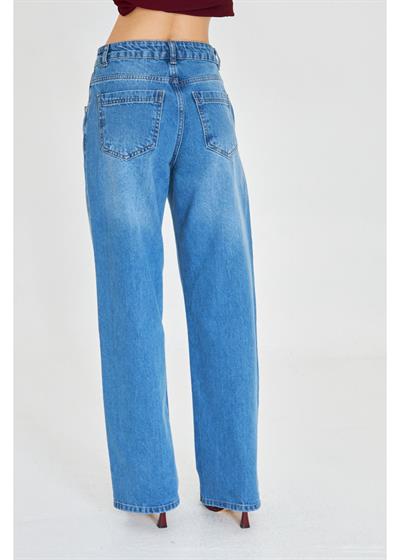 Yüksek Bel Baggy Jean Pantolon 