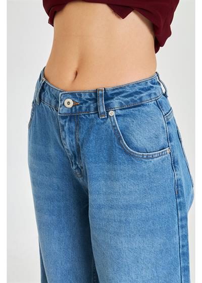 Yüksek Bel Baggy Jean Pantolon 