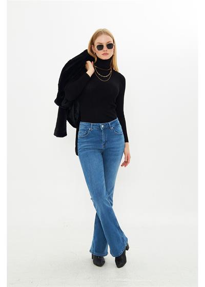 Yüksek Bel İspanyol Jean Pantolon 