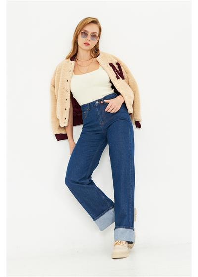 Yüksek Bel Palazzo Jean Pantolon 