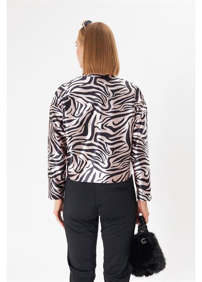 Zebra Desenli Saten Ceket 