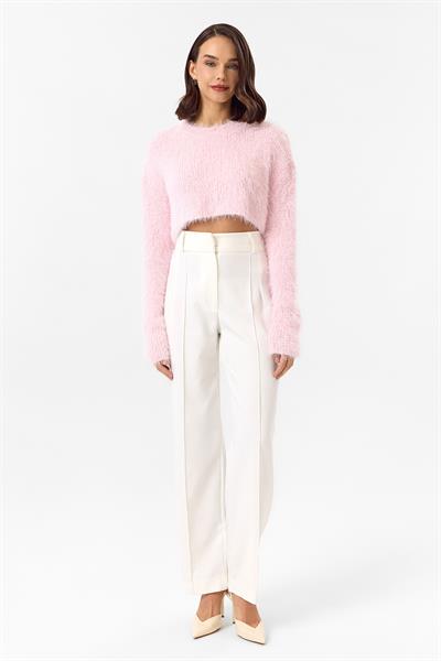 Bisiklet Yaka Crop Kazak