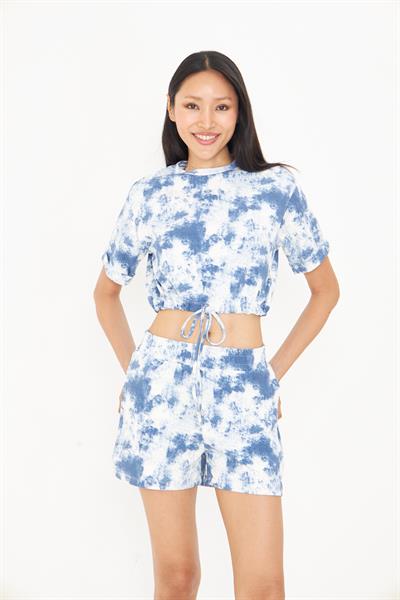 Desenli Bağlamalı Modal T-Shirt