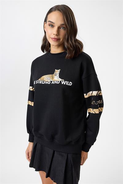 Kaplan Baskılı Sweatshirt