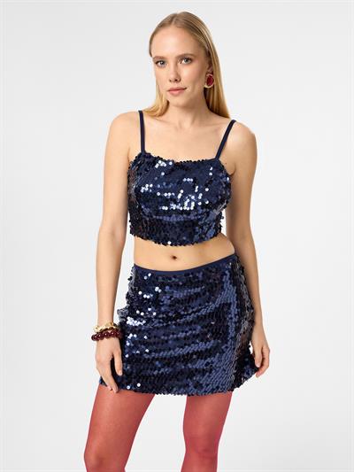 Pul Payetli Kısa Etek