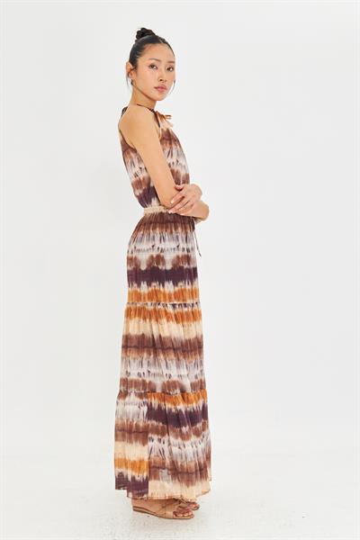 Desenli Fırfırlı Astarlı Uzun Etek