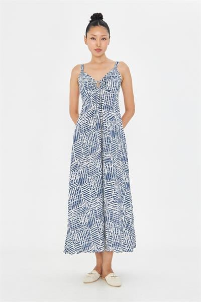 Desenli Askılı Elbise