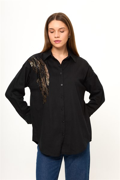 Pul İşlemeli Nakışlı Gömlek