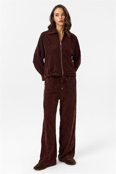 Fermuarlı Bağlamalı Şönil Ceket