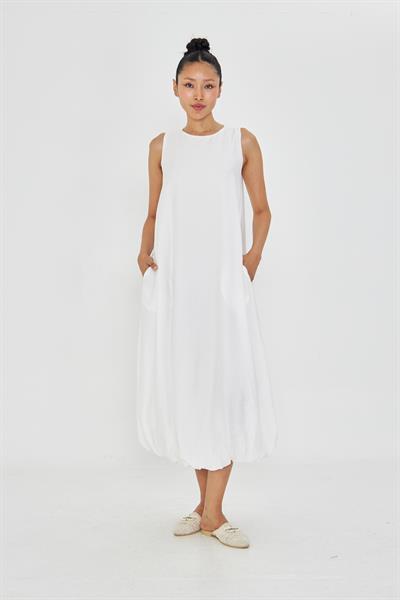 Sıfır Kol Balon Etekli Elbise