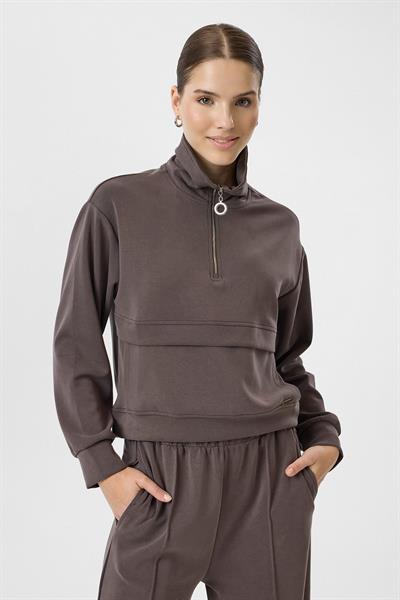 Yarım Fermuarlı Cepli Modal Sweatshirt