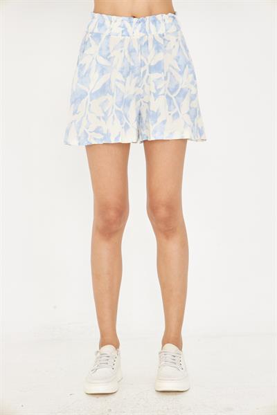 Lastikli Desenli Viskon Şort