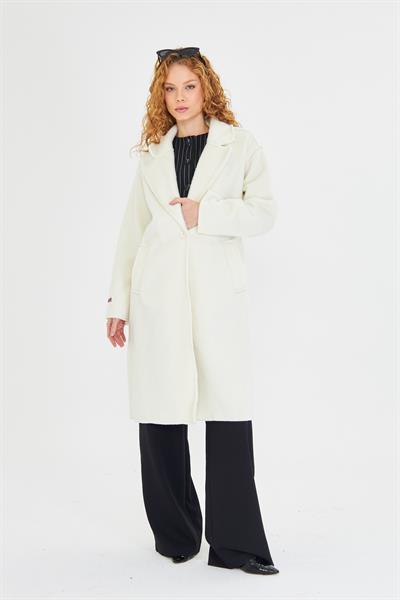 Arma Detaylı Uzun Kaşe Kaban 