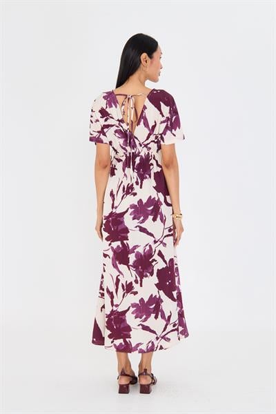 Astarsız Cep Detaylı Çiçek Baskılı Elbise