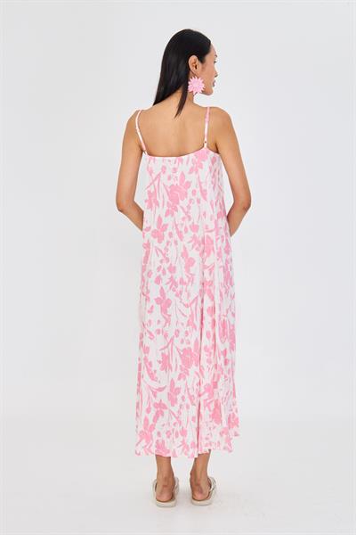 Ayarlanabilir Askılı Desenli Elbise