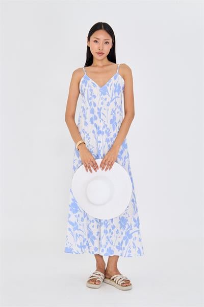 Ayarlanabilir Askılı Desenli Elbise