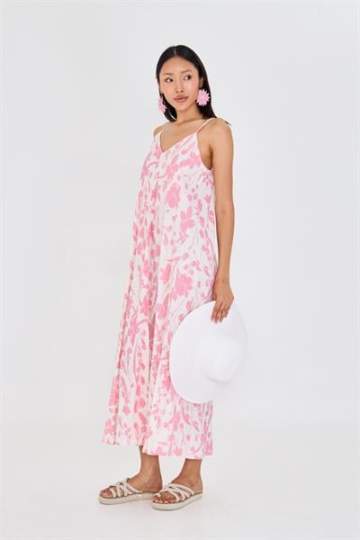 Ayarlanabilir Askılı Desenli Elbise