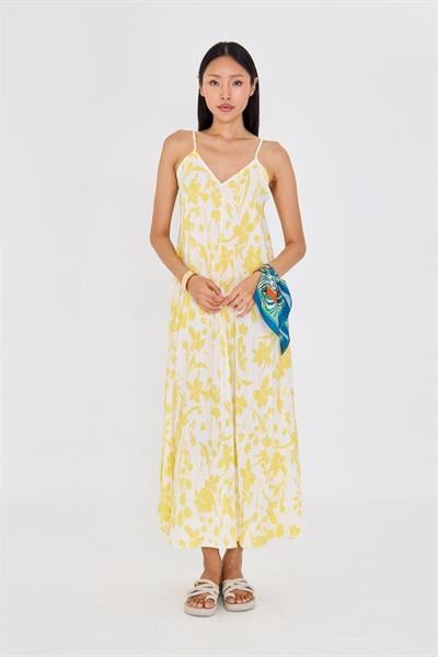 Ayarlanabilir Askılı Desenli Elbise