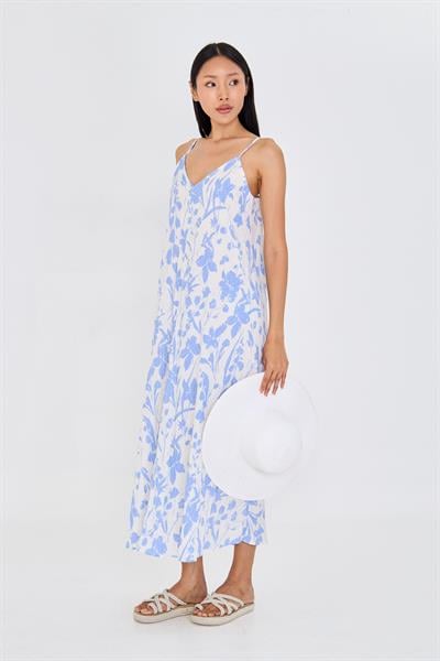 Ayarlanabilir Askılı Desenli Elbise